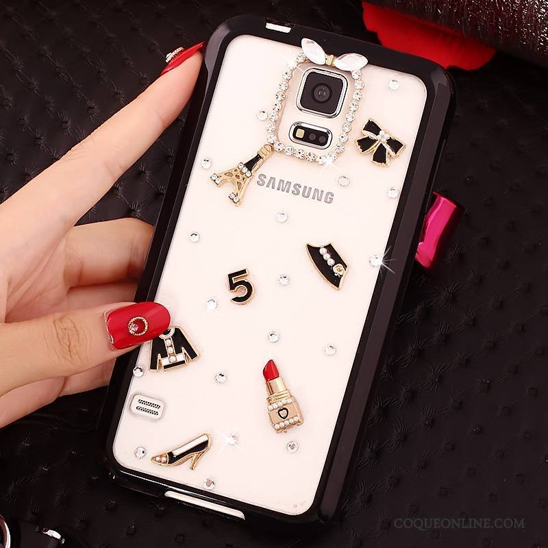 Samsung Galaxy S5 Coque Strass Très Mince Incassable Rose Dessin Animé Ornements Suspendus Étui