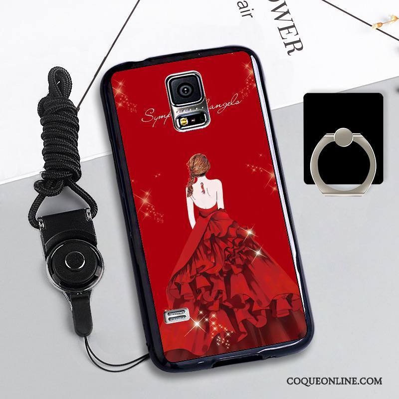 Samsung Galaxy S5 Coque Téléphone Portable Rose Protection Incassable Silicone Étoile Ornements Suspendus