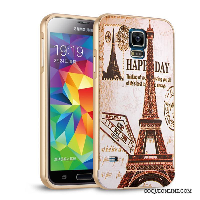 Samsung Galaxy S5 Coque Étoile Métal Protection Téléphone Portable Border Noir Couvercle Arrière