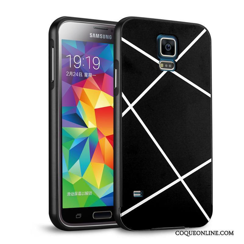 Samsung Galaxy S5 Coque Étoile Métal Protection Téléphone Portable Border Noir Couvercle Arrière