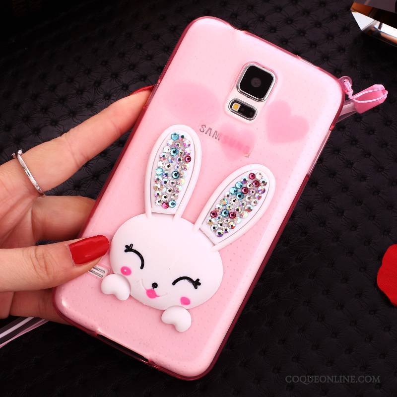 Samsung Galaxy S5 Lapin Pompon Support Coque De Téléphone Transparent Étoile Silicone