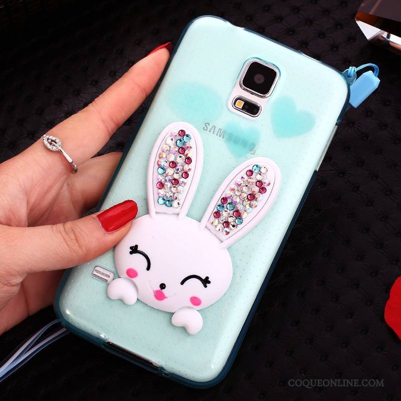 Samsung Galaxy S5 Lapin Pompon Support Coque De Téléphone Transparent Étoile Silicone