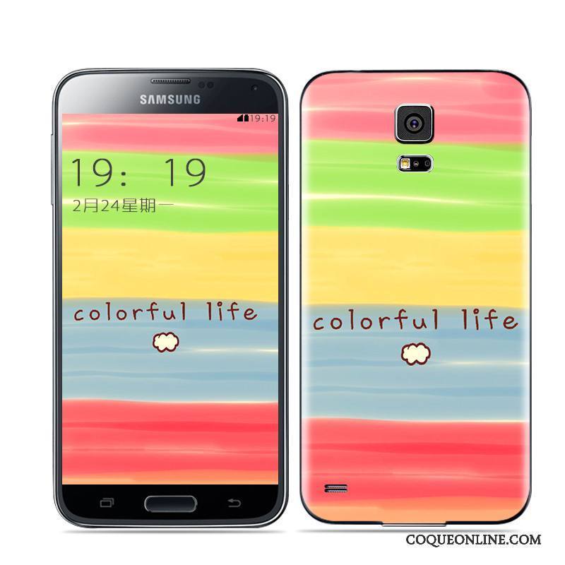 Samsung Galaxy S5 Noir Étoile Multicolore Coque Téléphone Portable Blanc Couvercle Arrière