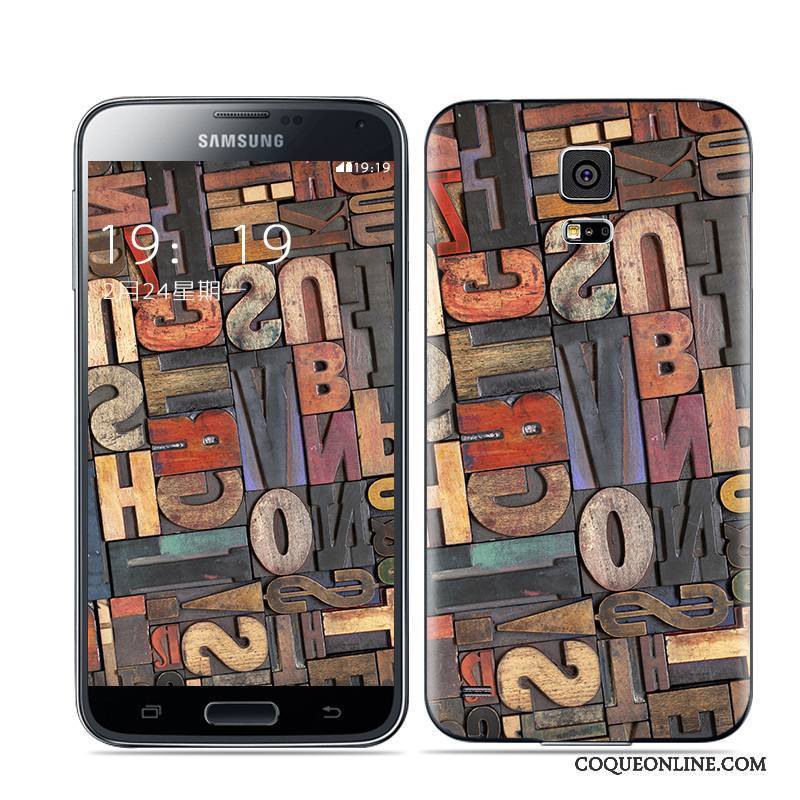 Samsung Galaxy S5 Noir Étoile Multicolore Coque Téléphone Portable Blanc Couvercle Arrière
