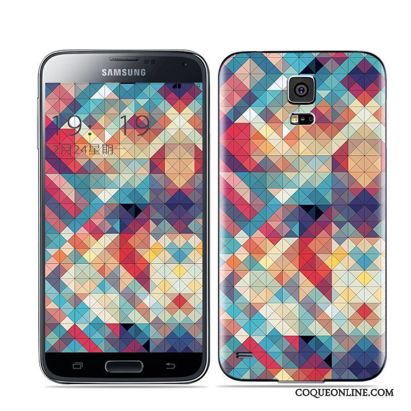 Samsung Galaxy S5 Noir Étoile Multicolore Coque Téléphone Portable Blanc Couvercle Arrière