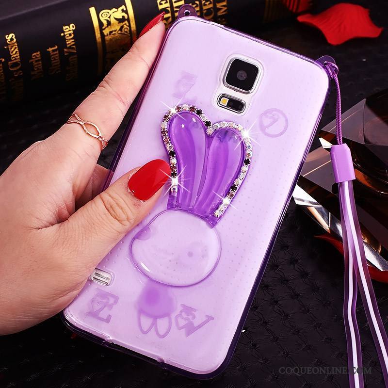 Samsung Galaxy S5 Strass Coque Téléphone Portable De Téléphone Ornements Suspendus Violet Transparent