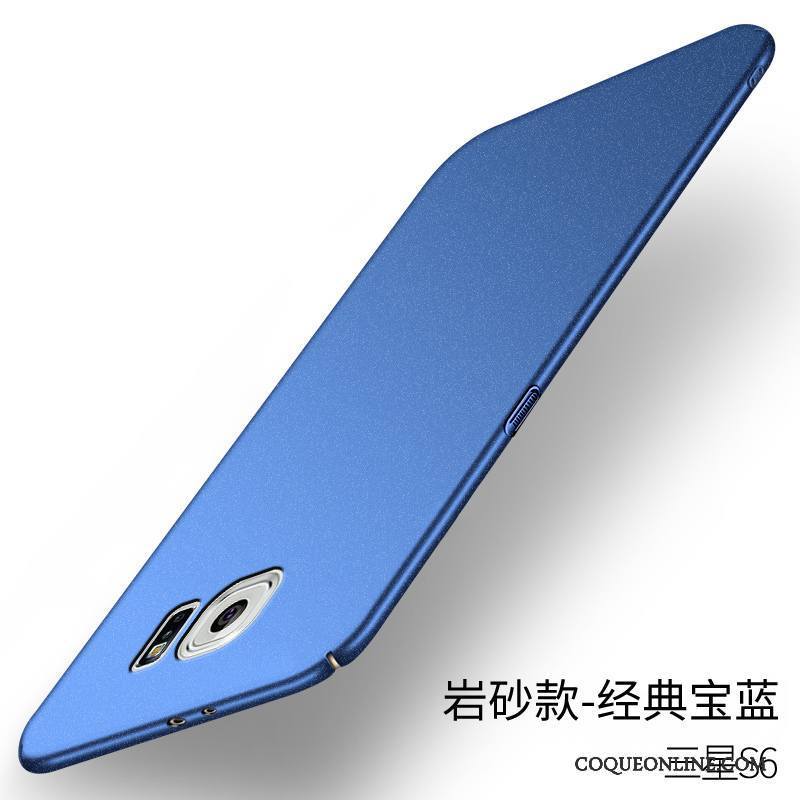 Samsung Galaxy S6 Délavé En Daim Bleu Difficile Coque Incassable Téléphone Portable Très Mince
