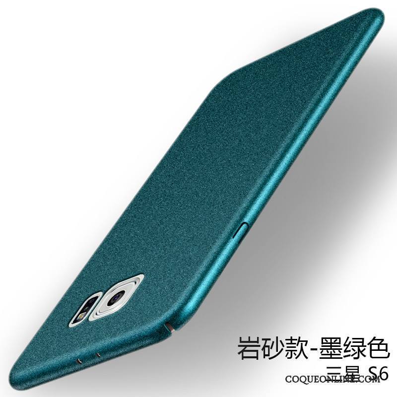 Samsung Galaxy S6 Délavé En Daim Bleu Difficile Coque Incassable Téléphone Portable Très Mince