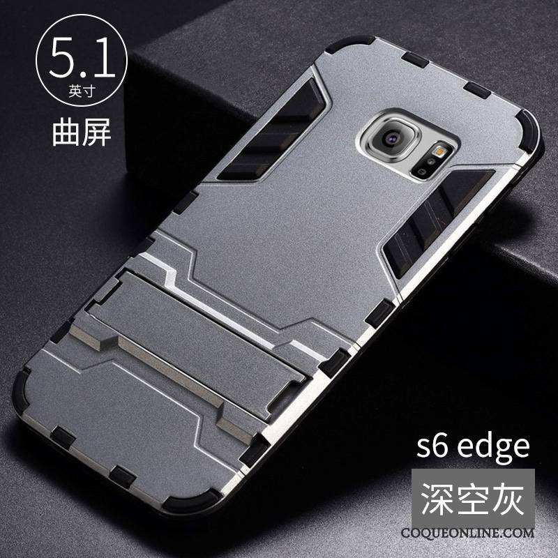 Samsung Galaxy S6 Edge Coque Cool Incassable Gris Silicone Tendance Protection Étoile