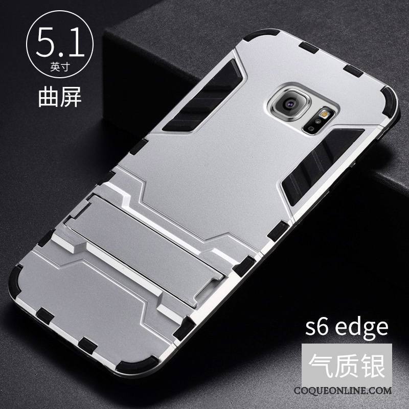 Samsung Galaxy S6 Edge Coque Cool Incassable Gris Silicone Tendance Protection Étoile