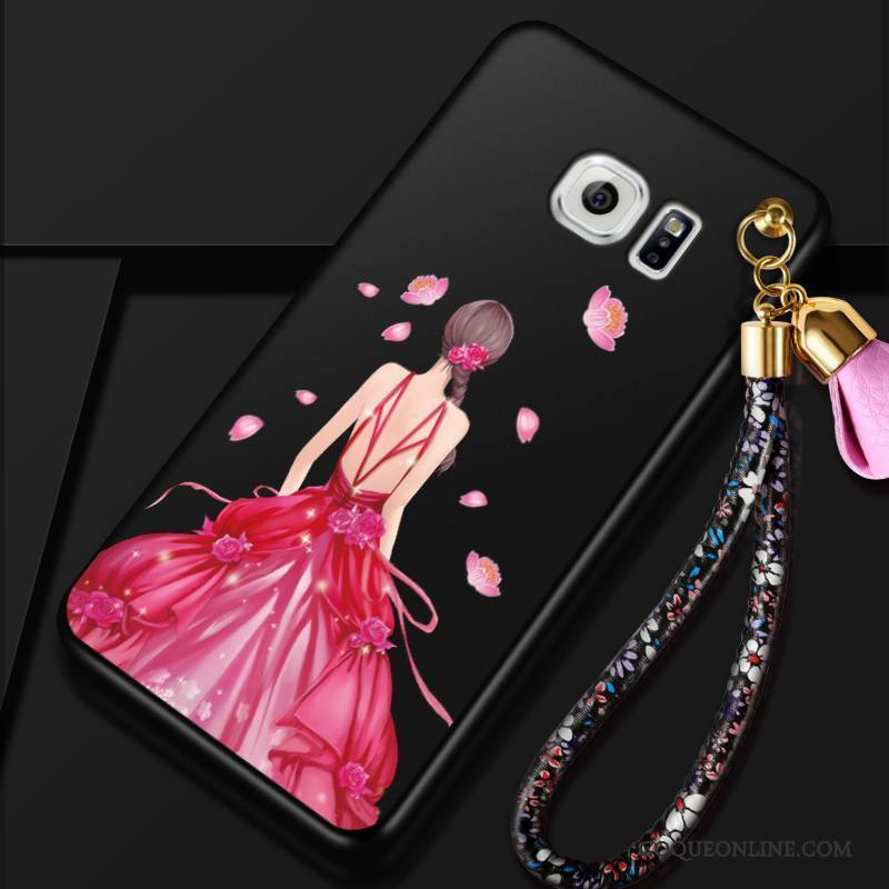 Samsung Galaxy S6 Edge + Coque De Téléphone Floral Ornements Suspendus Étui Silicone Étoile Noir