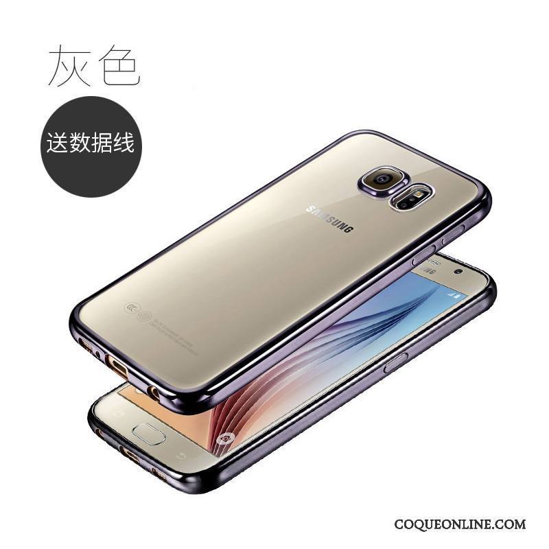 Samsung Galaxy S6 Edge + Coque De Téléphone Très Mince Fluide Doux Silicone Protection Étui Argent