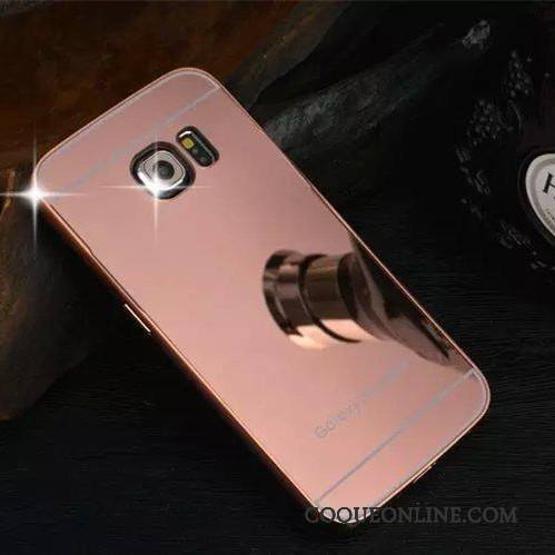 Samsung Galaxy S6 Edge Coque De Téléphone Étoile Tout Compris Métal Border Miroir Argent