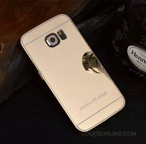 Samsung Galaxy S6 Edge Coque De Téléphone Étoile Tout Compris Métal Border Miroir Argent