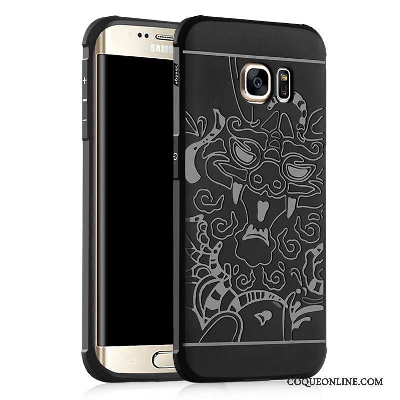 Samsung Galaxy S6 Edge Coque Délavé En Daim Étoile Protection Incassable Légères Étui Bleu