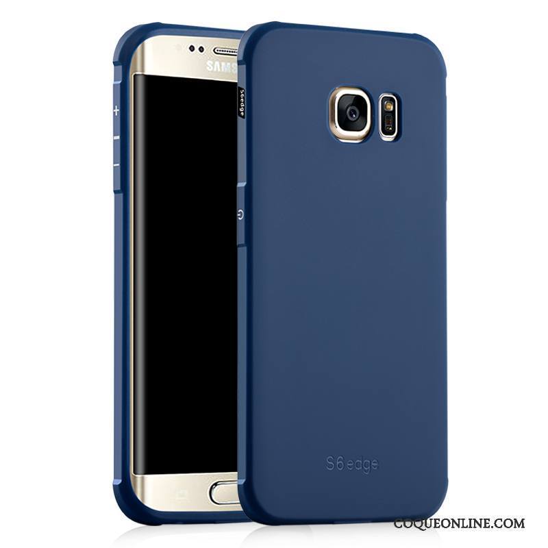 Samsung Galaxy S6 Edge Coque Délavé En Daim Étoile Protection Incassable Légères Étui Bleu