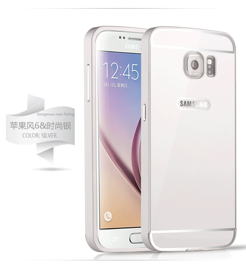 Samsung Galaxy S6 Edge Coque Miroir Incassable Protection Difficile Argent Métal Étoile