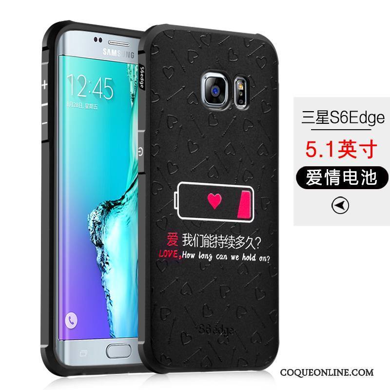Samsung Galaxy S6 Edge Coque Étoile Silicone Noir Fluide Doux Étui Incassable Protection