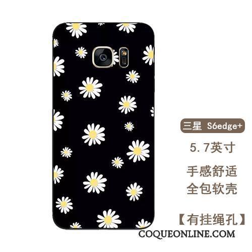Samsung Galaxy S6 Edge + Noir Étoile Art Silicone Fleurs Coque De Téléphone Fluide Doux