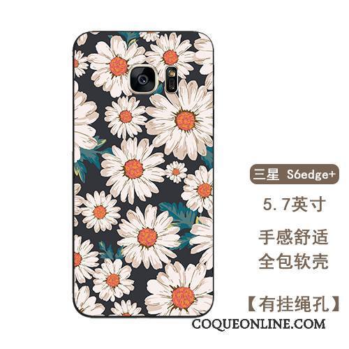 Samsung Galaxy S6 Edge + Noir Étoile Art Silicone Fleurs Coque De Téléphone Fluide Doux