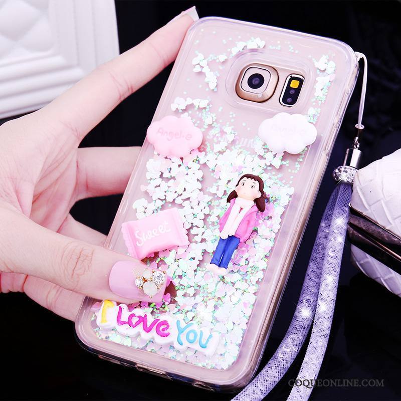 Samsung Galaxy S6 Edge + Ornements Suspendus Charmant Quicksand Coque De Téléphone Violet Étoile Dessin Animé