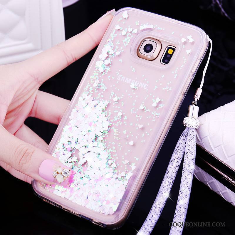 Samsung Galaxy S6 Edge + Ornements Suspendus Charmant Quicksand Coque De Téléphone Violet Étoile Dessin Animé