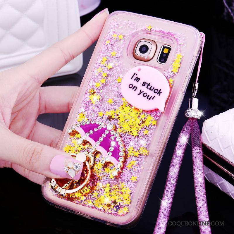 Samsung Galaxy S6 Edge + Ornements Suspendus Charmant Quicksand Coque De Téléphone Violet Étoile Dessin Animé