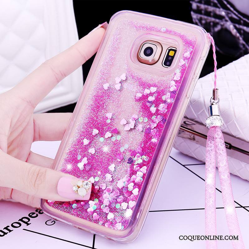 Samsung Galaxy S6 Edge + Ornements Suspendus Charmant Quicksand Coque De Téléphone Violet Étoile Dessin Animé