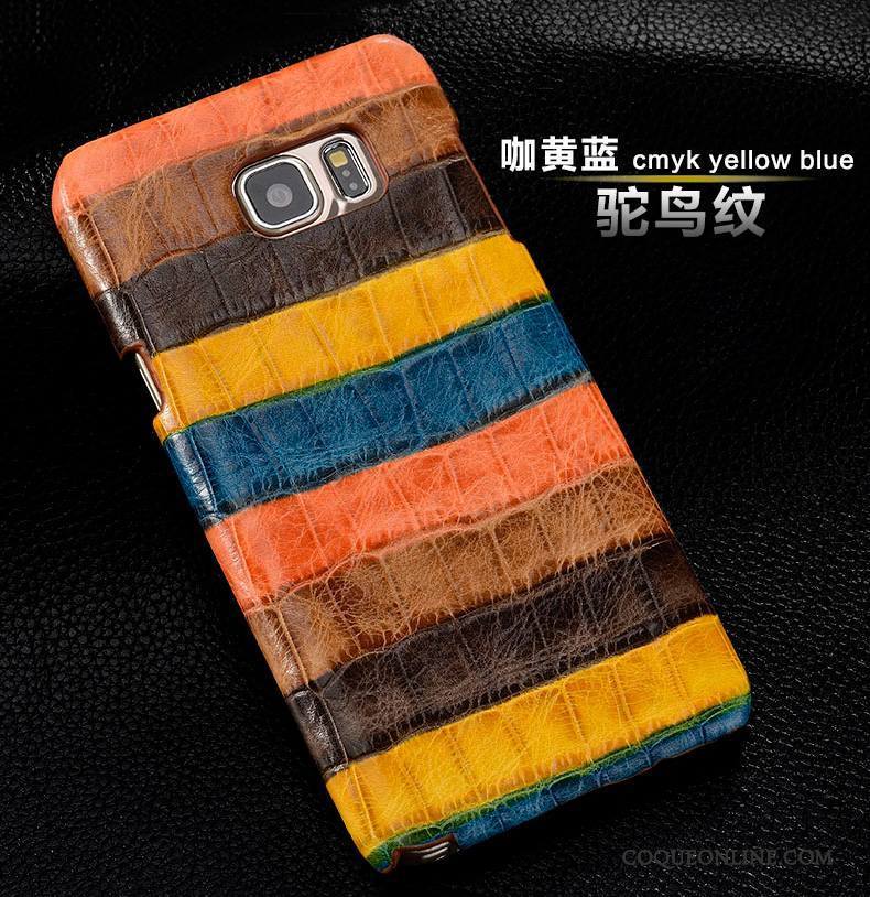 Samsung Galaxy S6 Edge Protection Étoile Multicolore Coque Cuir Véritable Étui De Téléphone