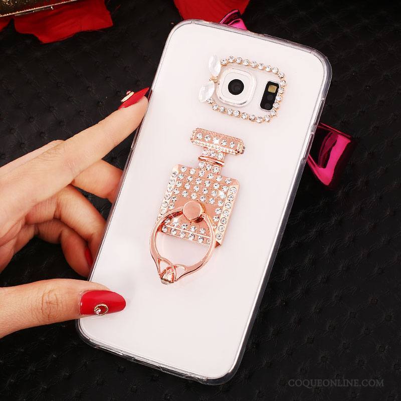 Samsung Galaxy S6 Edge + Silicone Téléphone Portable Violet Coque Strass Anneau Étui