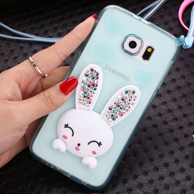 Samsung Galaxy S6 Edge + Strass Coque De Téléphone Dessin Animé Bleu Clair Étoile Téléphone Portable Étui