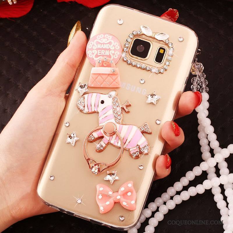 Samsung Galaxy S6 Edge Étoile Strass Coque Or Étui Tendance De Téléphone