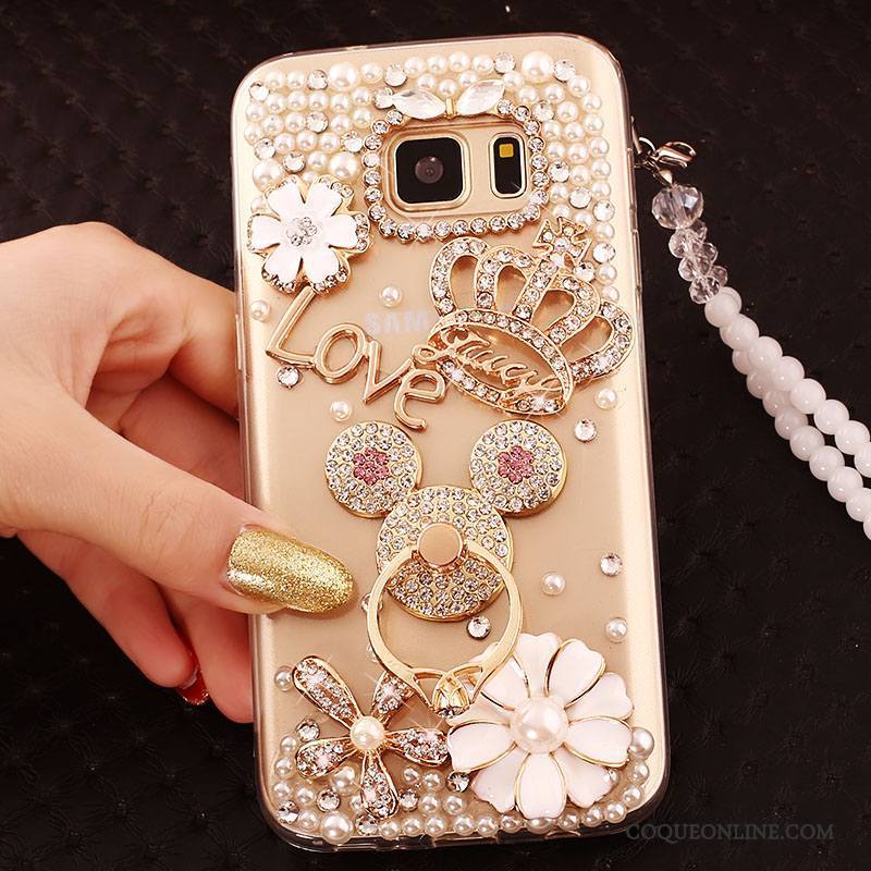 Samsung Galaxy S6 Edge Étoile Strass Coque Or Étui Tendance De Téléphone