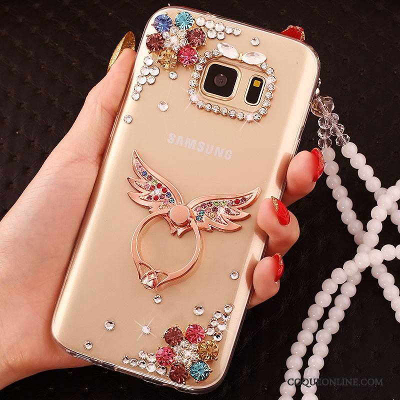 Samsung Galaxy S6 Edge Étoile Strass Coque Or Étui Tendance De Téléphone