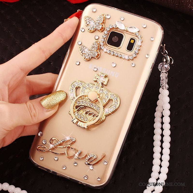 Samsung Galaxy S6 Edge Étoile Strass Coque Or Étui Tendance De Téléphone