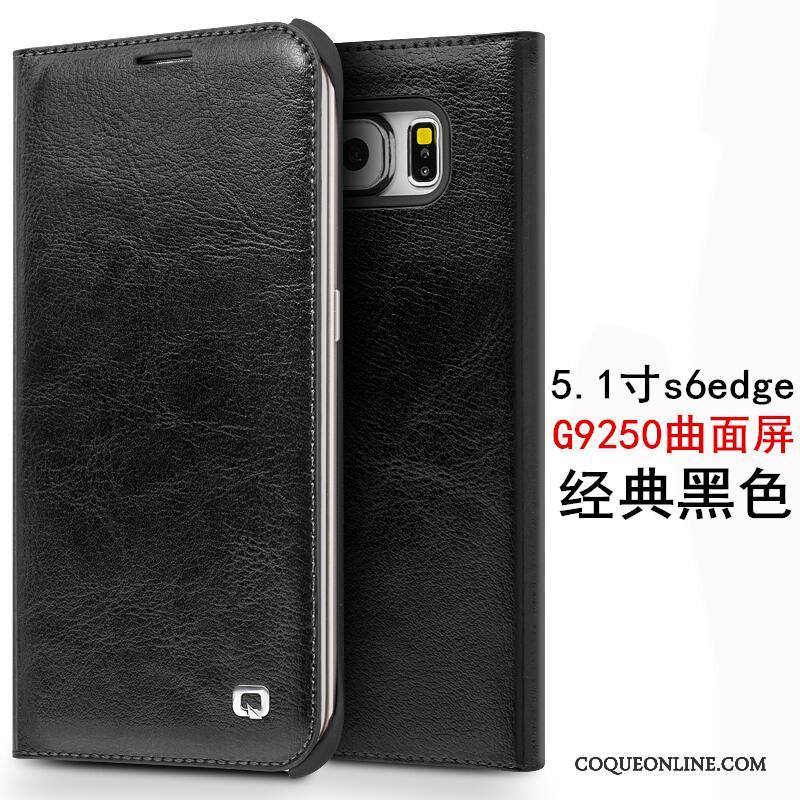 Samsung Galaxy S6 Edge Étoile Téléphone Portable Étui En Cuir Incassable Housse Noir Coque De Téléphone