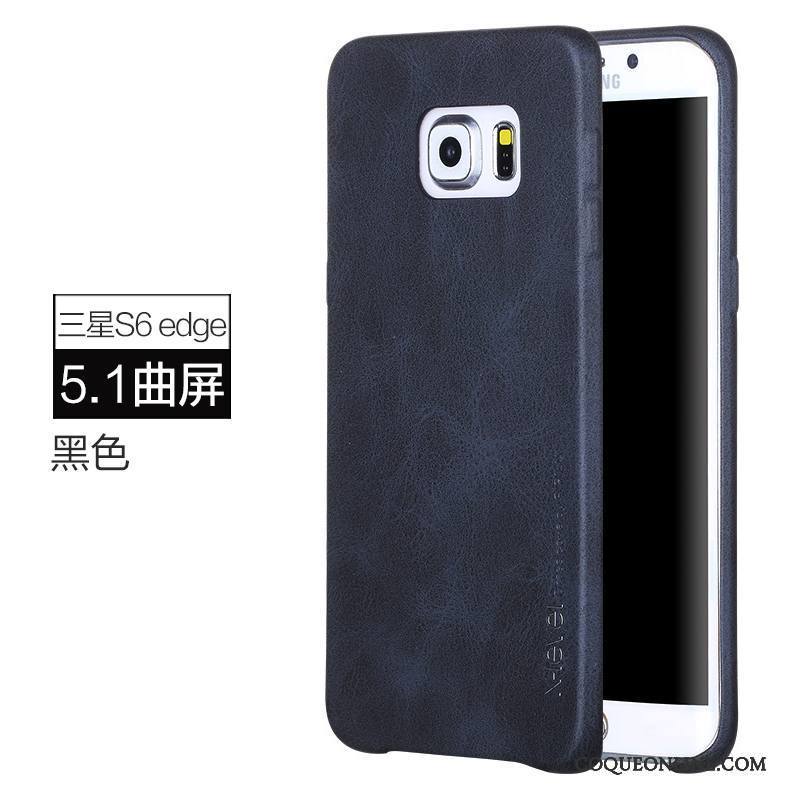 Samsung Galaxy S6 Edge Étui En Cuir Coque De Téléphone Foncé Business Protection Étoile Incassable