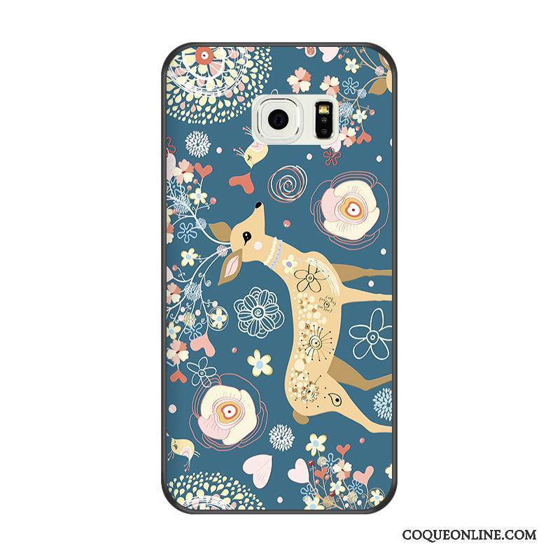 Samsung Galaxy S6 Edge Étui Silicone Bleu Coque De Téléphone Gaufrage Dessin Animé Tout Compris