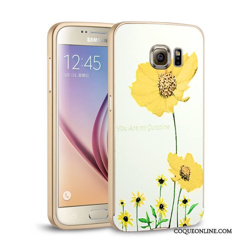 Samsung Galaxy S6 Rose Coque De Téléphone Métal Couvercle Arrière Étoile Border Étui