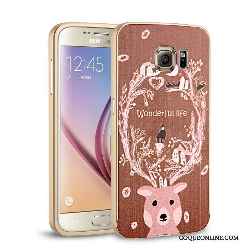 Samsung Galaxy S6 Rose Coque De Téléphone Métal Couvercle Arrière Étoile Border Étui