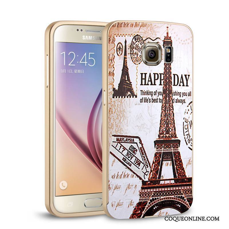 Samsung Galaxy S6 Rose Coque De Téléphone Métal Couvercle Arrière Étoile Border Étui