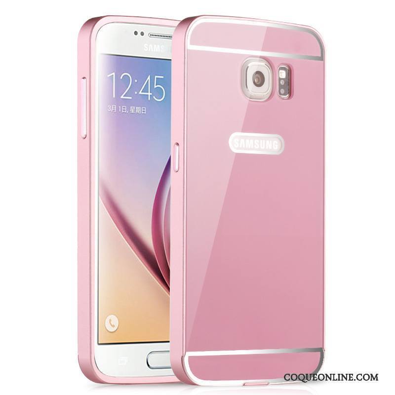 Samsung Galaxy S6 Rose Coque De Téléphone Métal Couvercle Arrière Étoile Border Étui