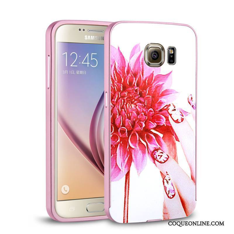 Samsung Galaxy S6 Rose Coque De Téléphone Métal Couvercle Arrière Étoile Border Étui