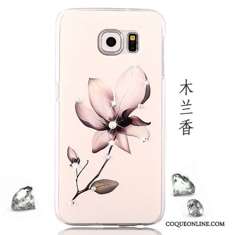 Samsung Galaxy S6 Rose Coque Peinture Incassable Strass Étui Délavé En Daim