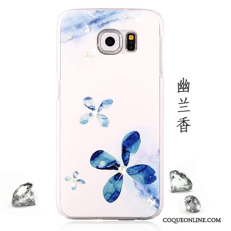 Samsung Galaxy S6 Rose Coque Peinture Incassable Strass Étui Délavé En Daim