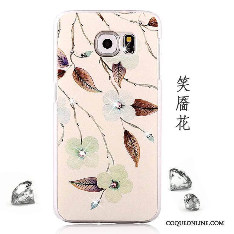 Samsung Galaxy S6 Rose Coque Peinture Incassable Strass Étui Délavé En Daim