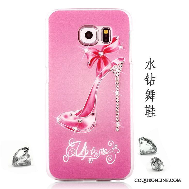 Samsung Galaxy S6 Rose Coque Peinture Incassable Strass Étui Délavé En Daim