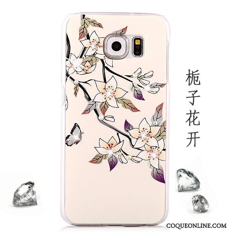 Samsung Galaxy S6 Rose Coque Peinture Incassable Strass Étui Délavé En Daim