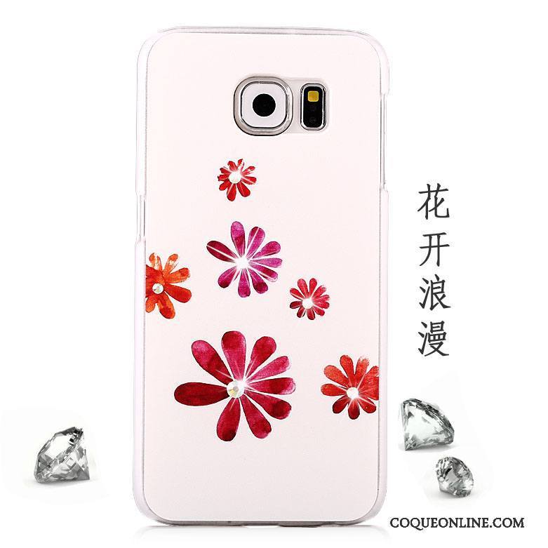 Samsung Galaxy S6 Rose Coque Peinture Incassable Strass Étui Délavé En Daim