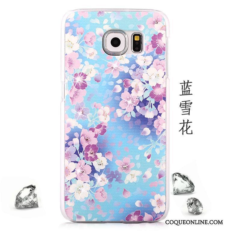 Samsung Galaxy S6 Rose Coque Peinture Incassable Strass Étui Délavé En Daim